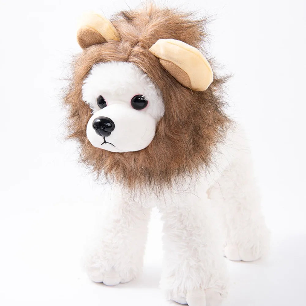 Fluffy Lion Mane Pet Headpiece – Cat Dog Halloween Cosplay Photo Prop