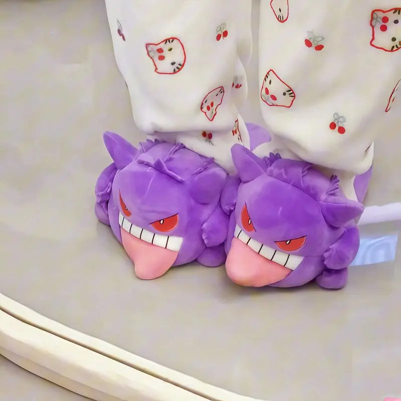 Gengar Plush Slippers – Cozy Winter Indoor Slippers for Home