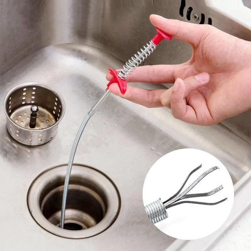 Spring Drain Snake Pipe Dredging Tool for Clogged Sinks, Toilets & Sewers