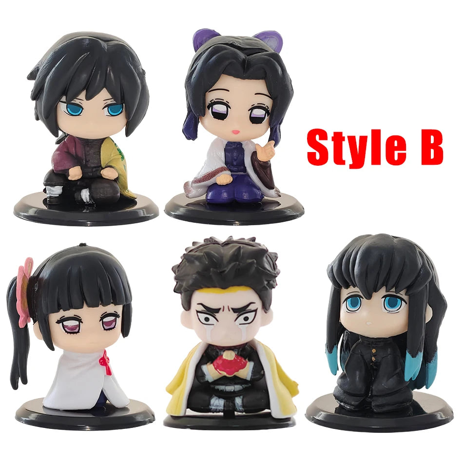Q Version Demon Slayer Sitting Ghost Doll Figure - Tanjiro Nezuko Inosuke Zenitsu Anime Model Toy