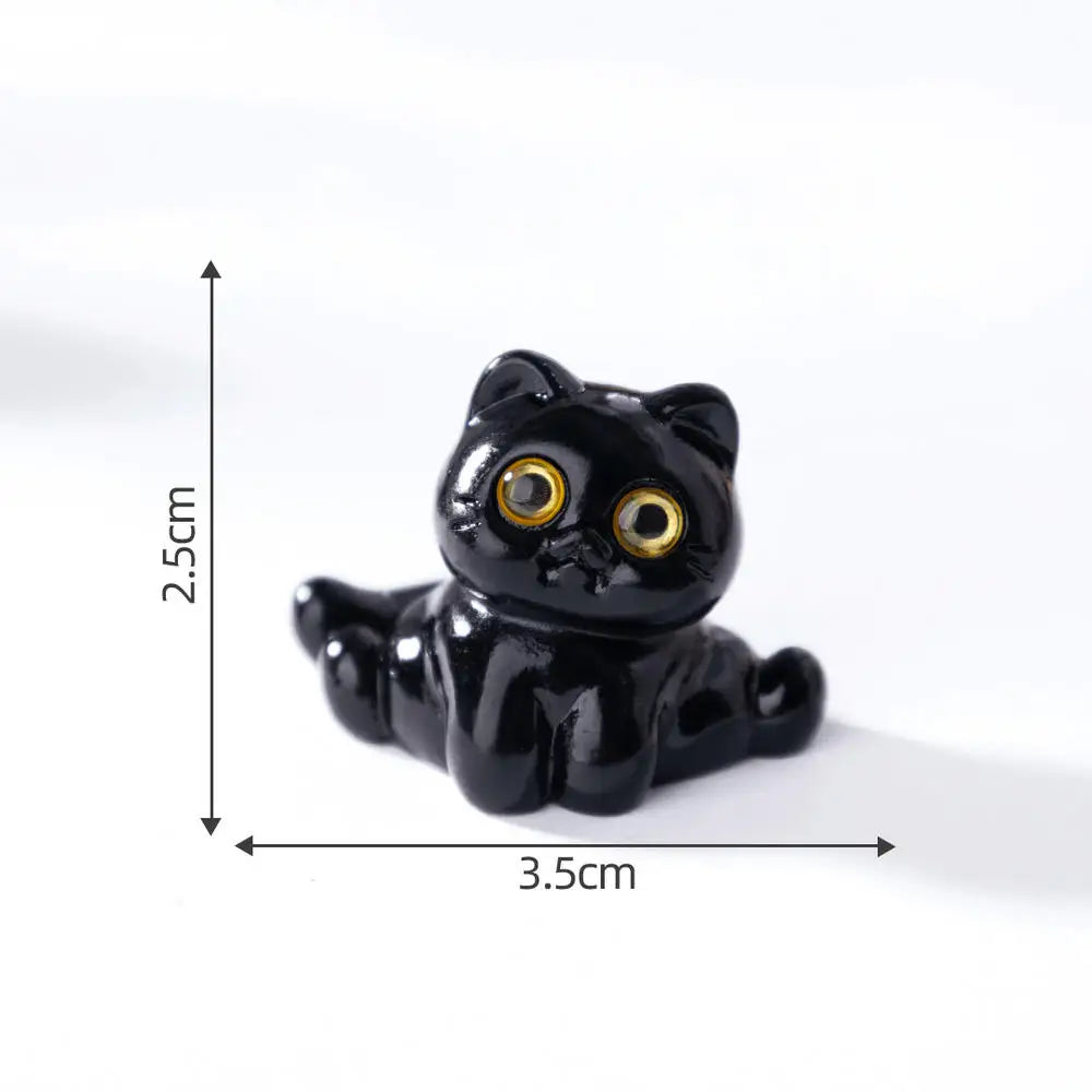 Black Cat Resin Figurine Mini Cartoon Animal Ornament Desktop Decoration Car Micro-Landscape