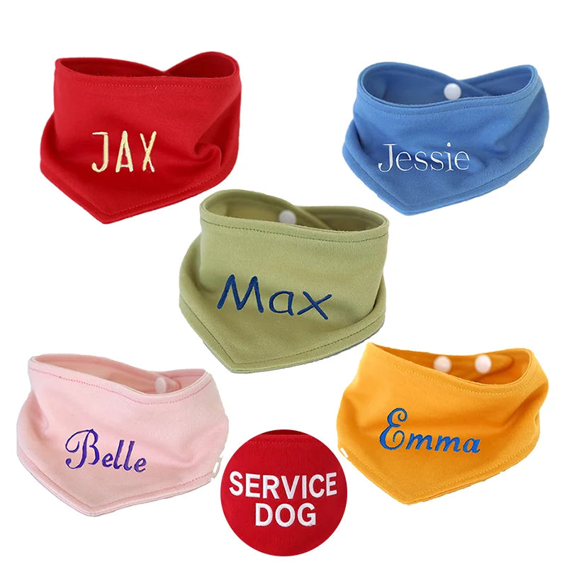 Personalized Embroidered Dog Bandana, Adjustable Anti-Slobber Pet Scarf