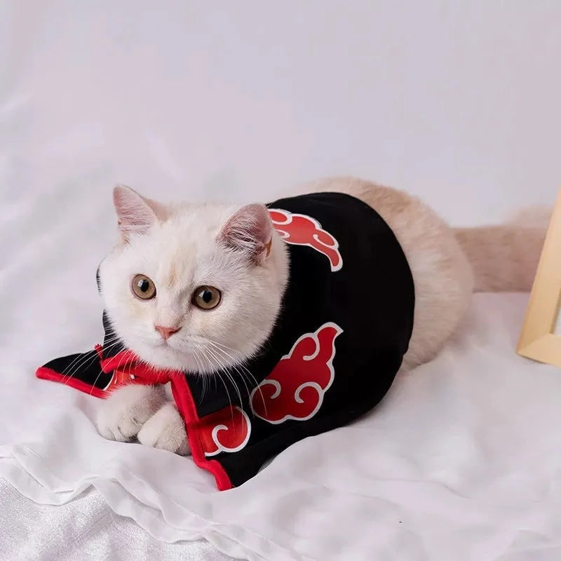 Anime Ninja Cloak Pet Costume – Akatsuki Cosplay Hoodie for Cats and Small Dogs