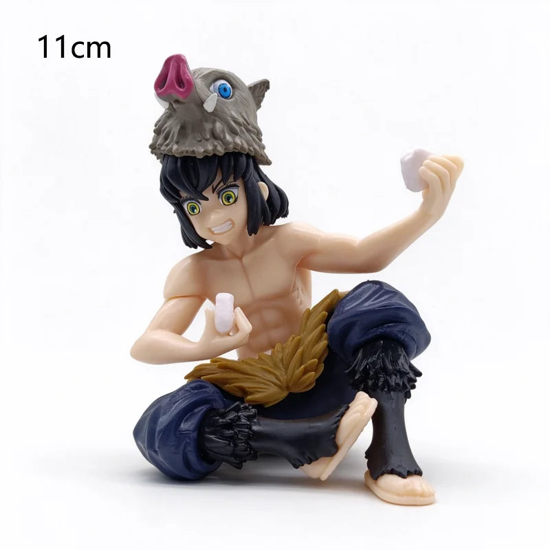Demon Slayer Sitting Figures, Rice-Eating Tanjiro Nezuko Anime Figurine Desk Decor
