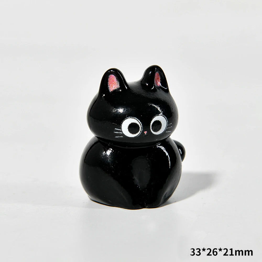 Black Cat Resin Figurine Mini Cartoon Animal Ornament Desktop Decoration Car Micro-Landscape