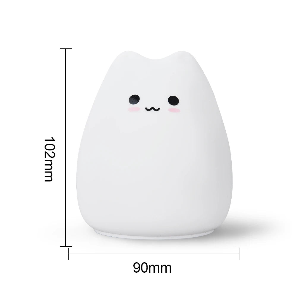 Soft Silicone Cat Night Light – 7-Color Touch Sensor LED Lamp for Kids & Baby Bedrooms