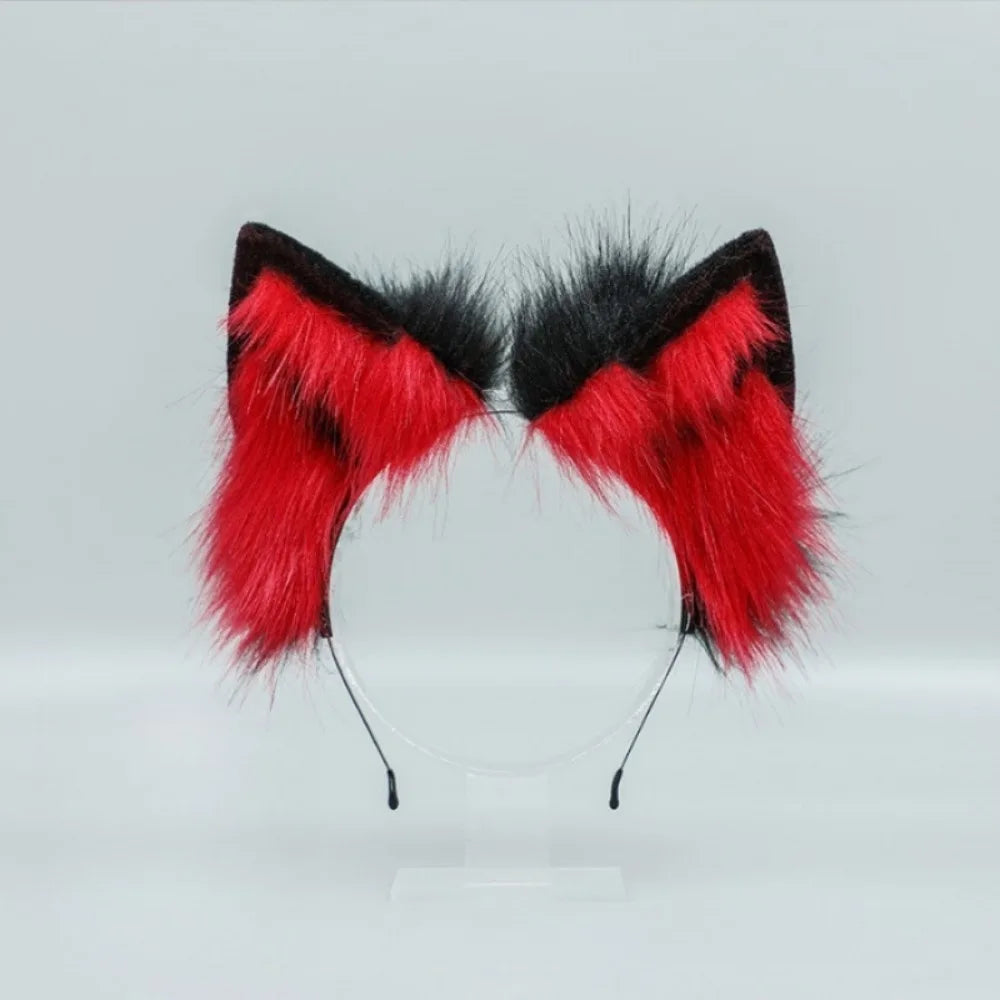 Lolita Cat Ears Headband - Plush Fluffy Animal Ear Hair Hoop for Cosplay