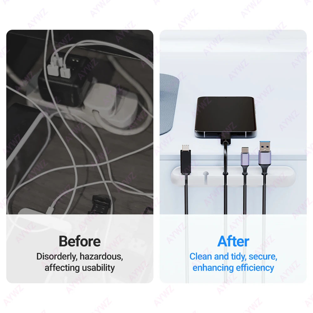 Adhesive Cable Holder Clips, Self-Stick Wire Organizer for Desk, Car & Wall