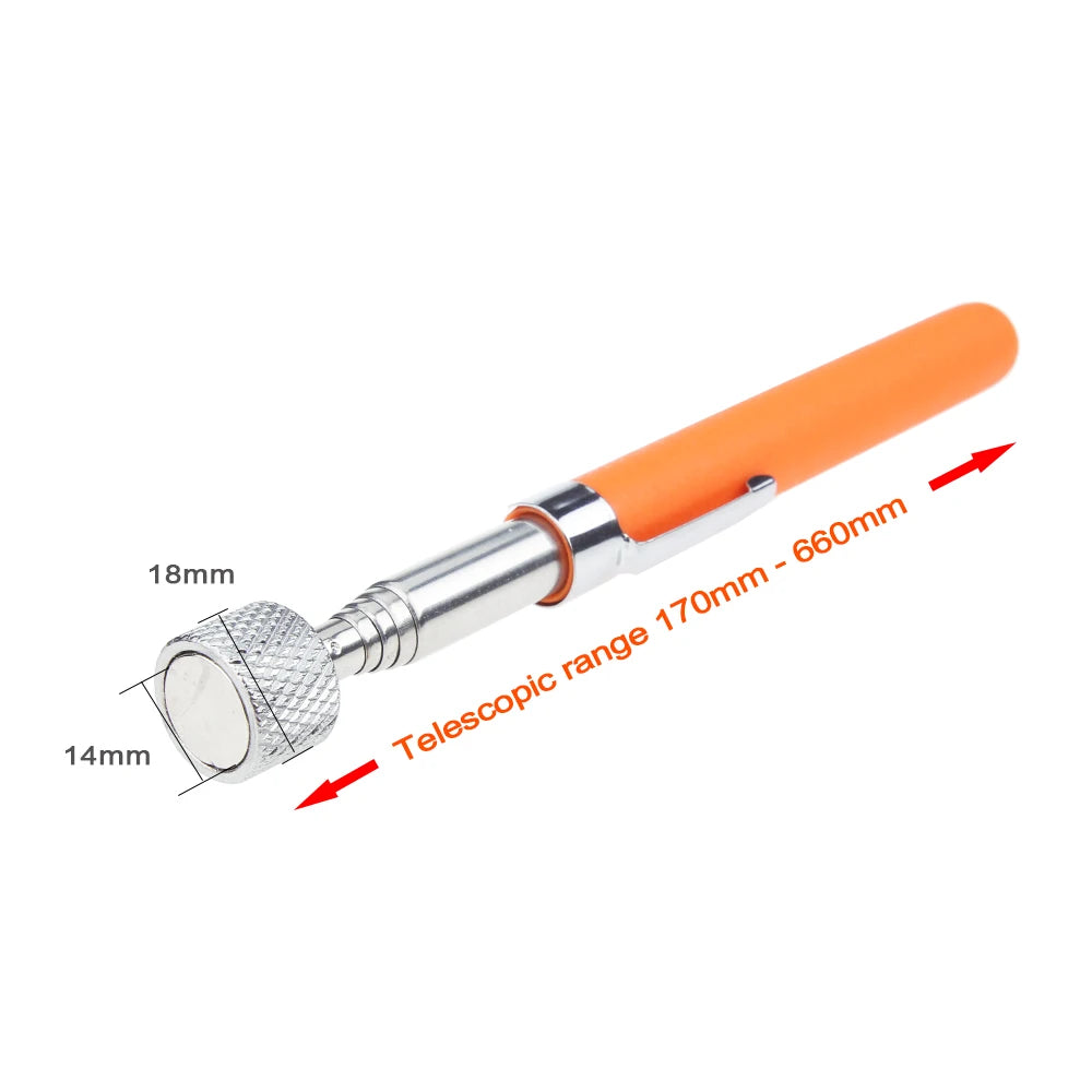 Telescoping Inspection Mirror with LED Light – 360° Swivel Mechanic Pickup Tool
