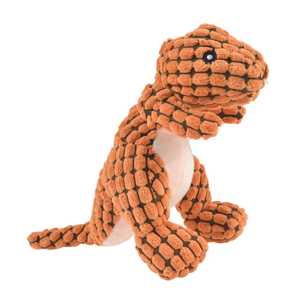 Plush Dinosaur Dog Chew Toy - Interactive Stuffed Pet Toy for Small Dogs & Cats