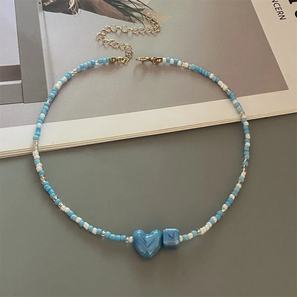 Cute Geometric Seed Bead Choker Necklace - Trendy Gift for Women