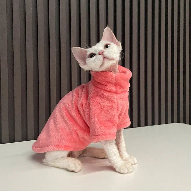 Sphynx Cat Sweater – Soft Hairless Cat Clothes Hoodie Jumpsuit Outfit