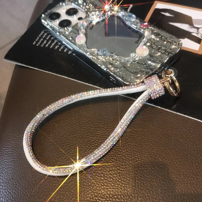 Rhinestone Phone Lanyard – Bling Crystal Wrist Strap & Phone Charm Chain for Women