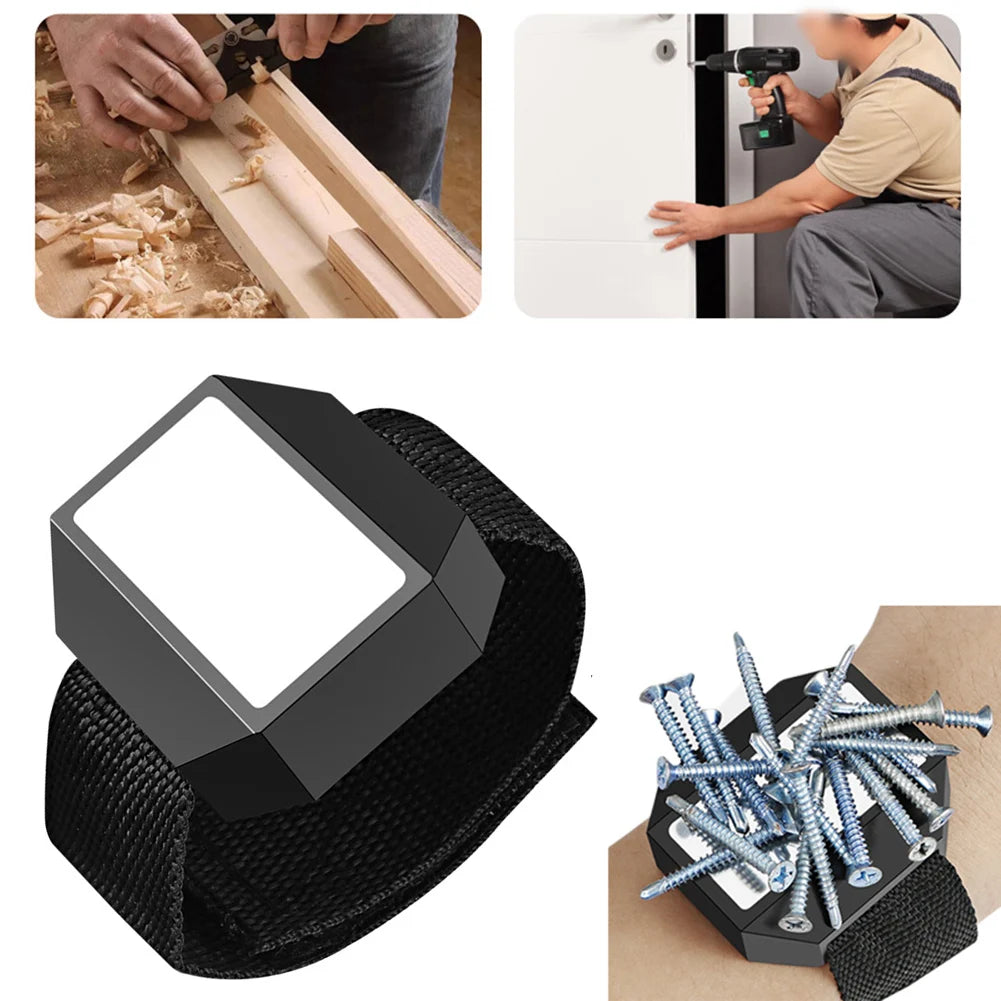 Magnetic Wristband Screw Holder, Adjustable Tool Wrist Strap for Nails & Bolts
