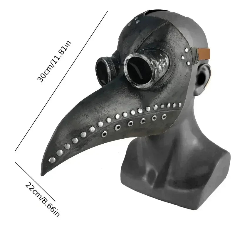 Plague Doctor Latex Mask – Steampunk Bird Beak Halloween Costume Mask for Adults & Kids