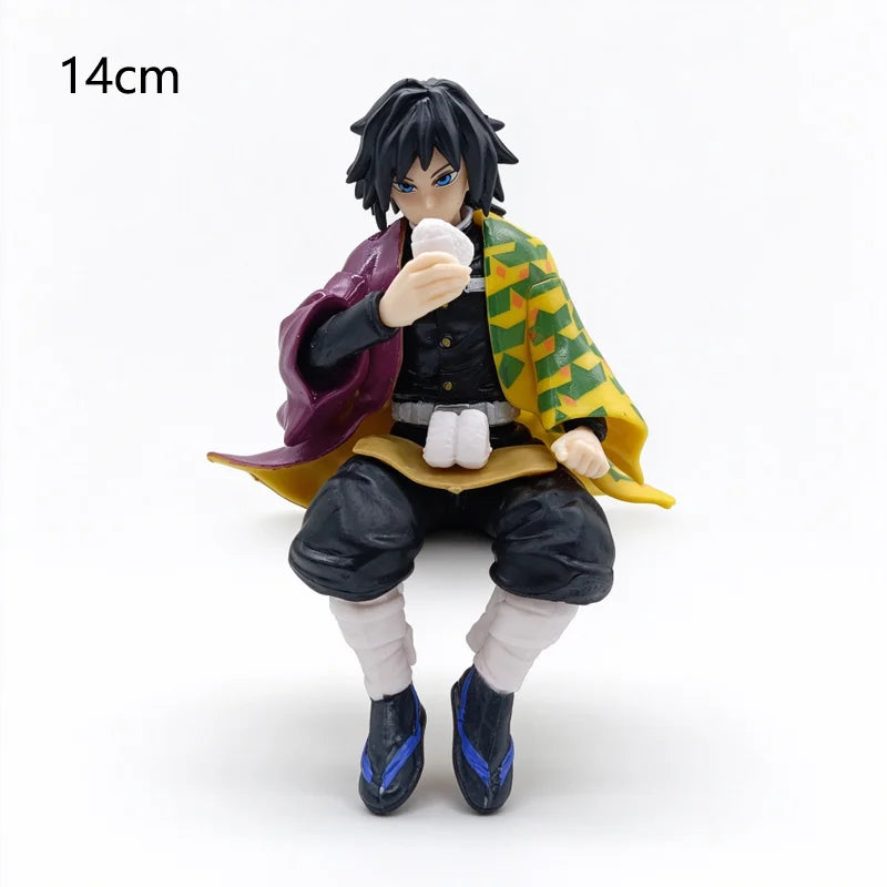 Demon Slayer Sitting Figures, Rice-Eating Tanjiro Nezuko Anime Figurine Desk Decor