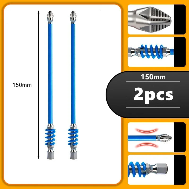 Spring Anti-Slip Screwdriver Bits – Serrated Tip Drill Bit Set for Stripped & Hard-to-Hold Screws