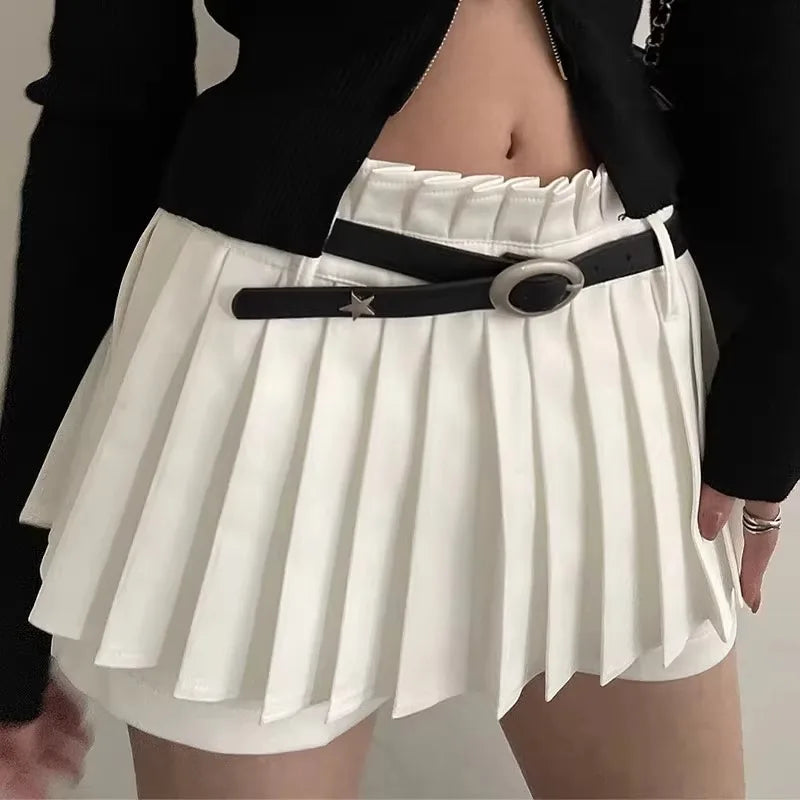 Gothic Moon Star Crescent Buckle Belt Y2K Punk PU Leather Waistband Women Men
