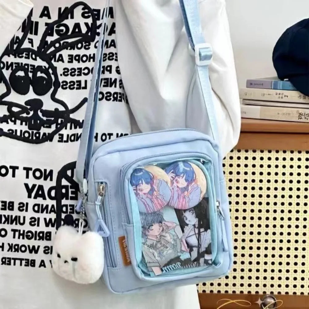 Y2K Mini Ita Bag – Korean Casual Crossbody Shoulder Bag with Transparent Pocket