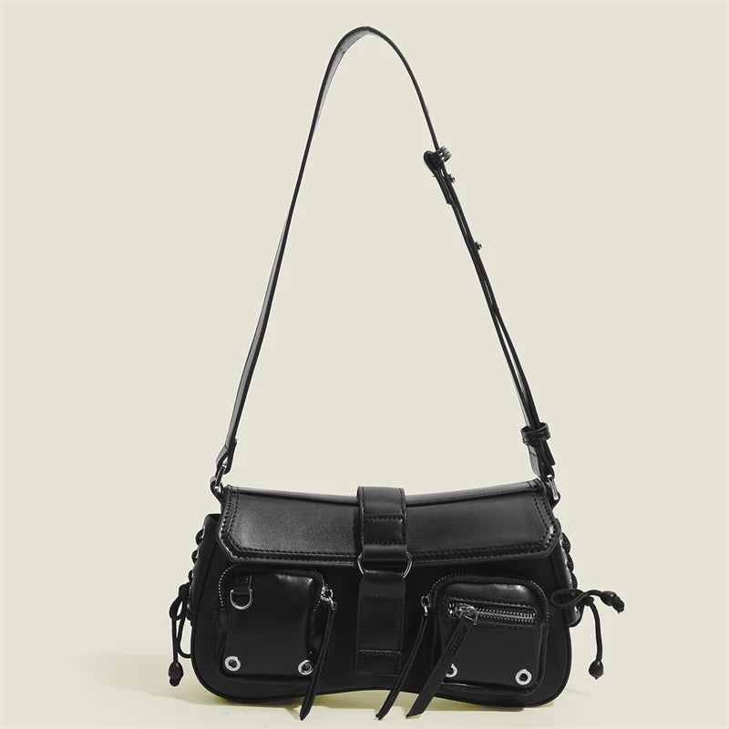 Goth Punk Faux Leather Underarm Shoulder Bag – Edgy Y2K Women's Handbag with Chic Design