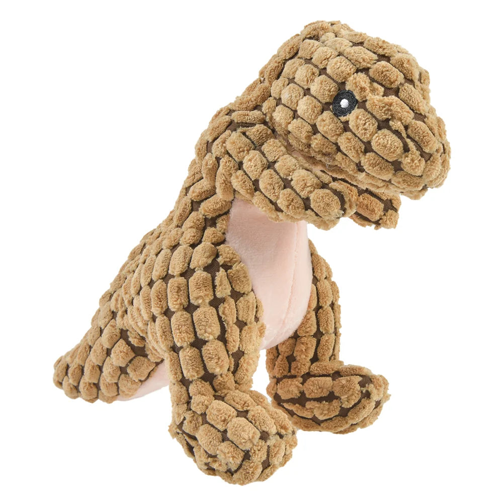 Plush Dinosaur Dog Chew Toy - Interactive Stuffed Pet Toy for Small Dogs & Cats