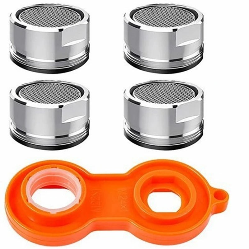 Faucet Aerator Set – 6 Brass Water-Saving Splash Filter Tap Aerators with Install Tool