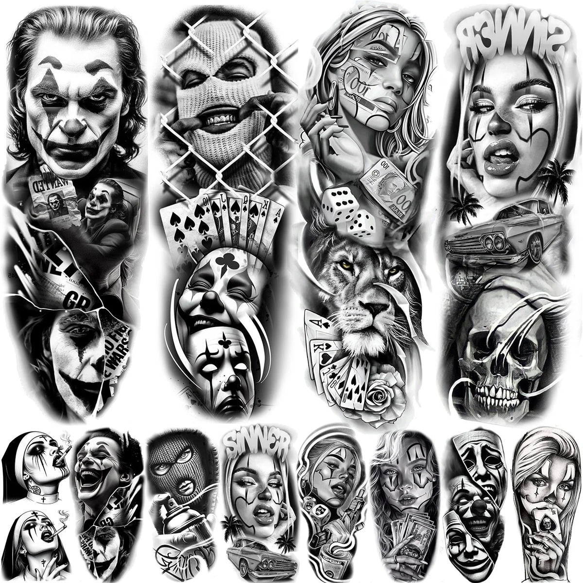 Full Arm Temporary Tattoo Sleeve, Waterproof Realistic Fake Tattoos for Men and Women