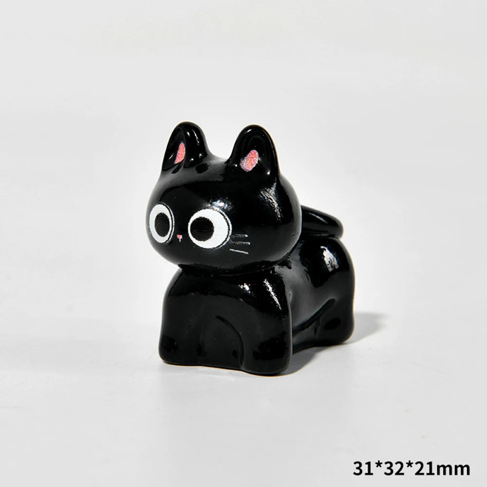 Black Cat Resin Figurine Mini Cartoon Animal Ornament Desktop Decoration Car Micro-Landscape