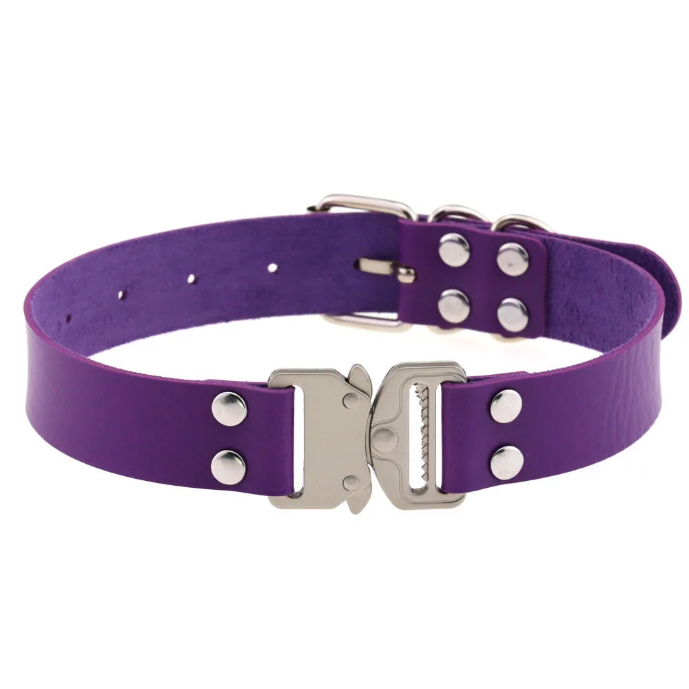 Gothic Harajuku Buckle Choker Necklace - PU Leather Eye-Splice Collar for Anime Cosplay Jewelry