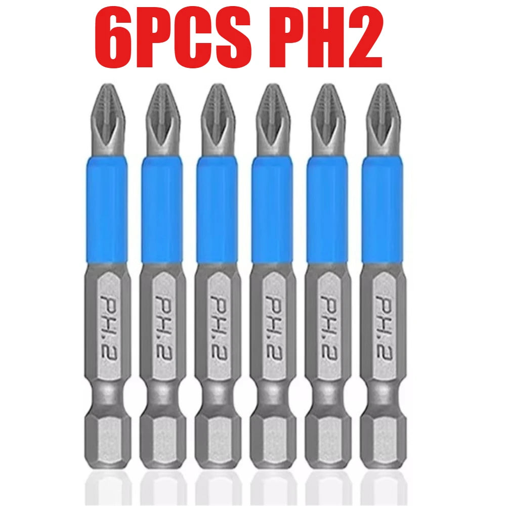 6-Piece Hexagonal Handle Phillips & Pozi Screwdriver Bit Set, 50mm