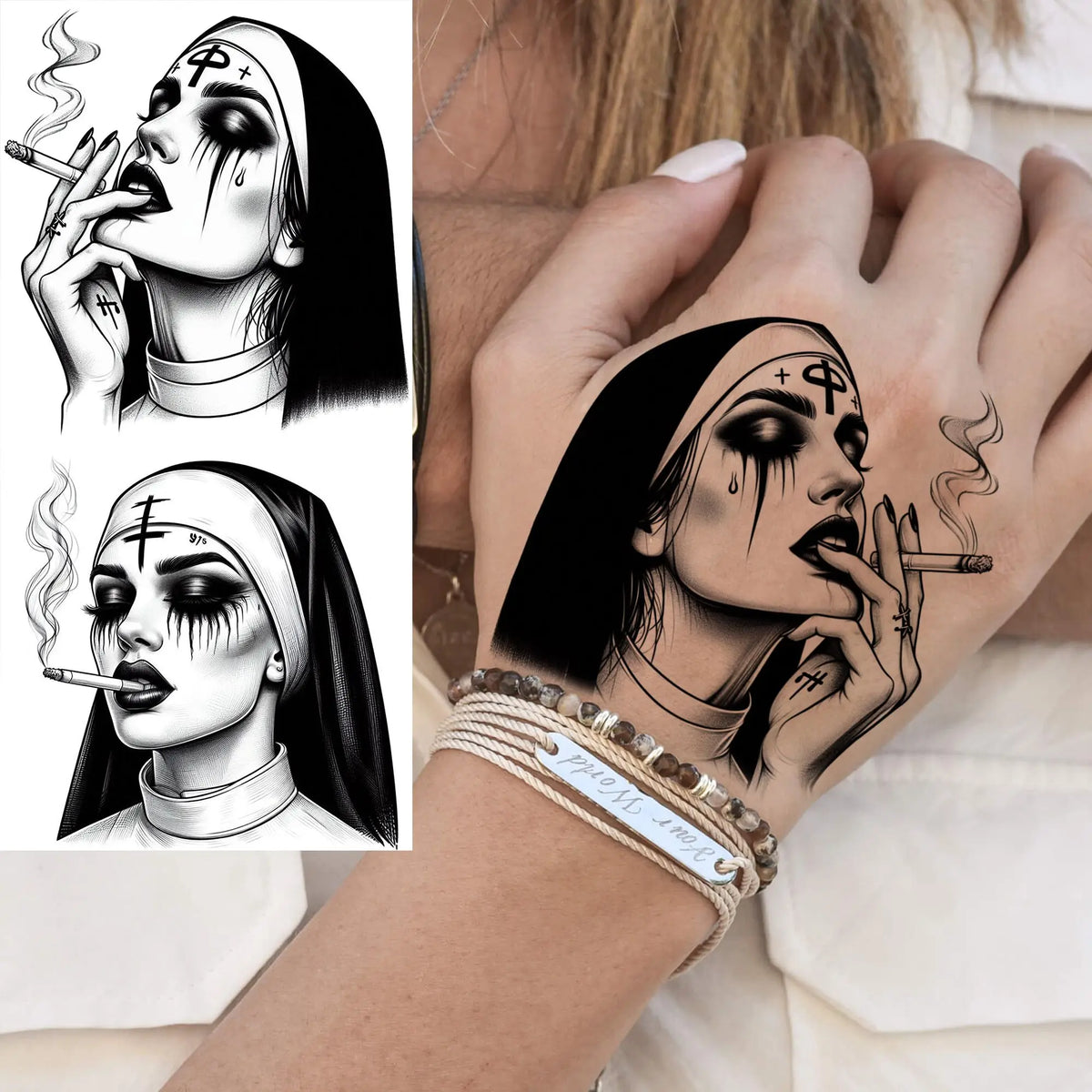 Full Arm Temporary Tattoo Sleeve, Waterproof Realistic Fake Tattoos for Men and Women