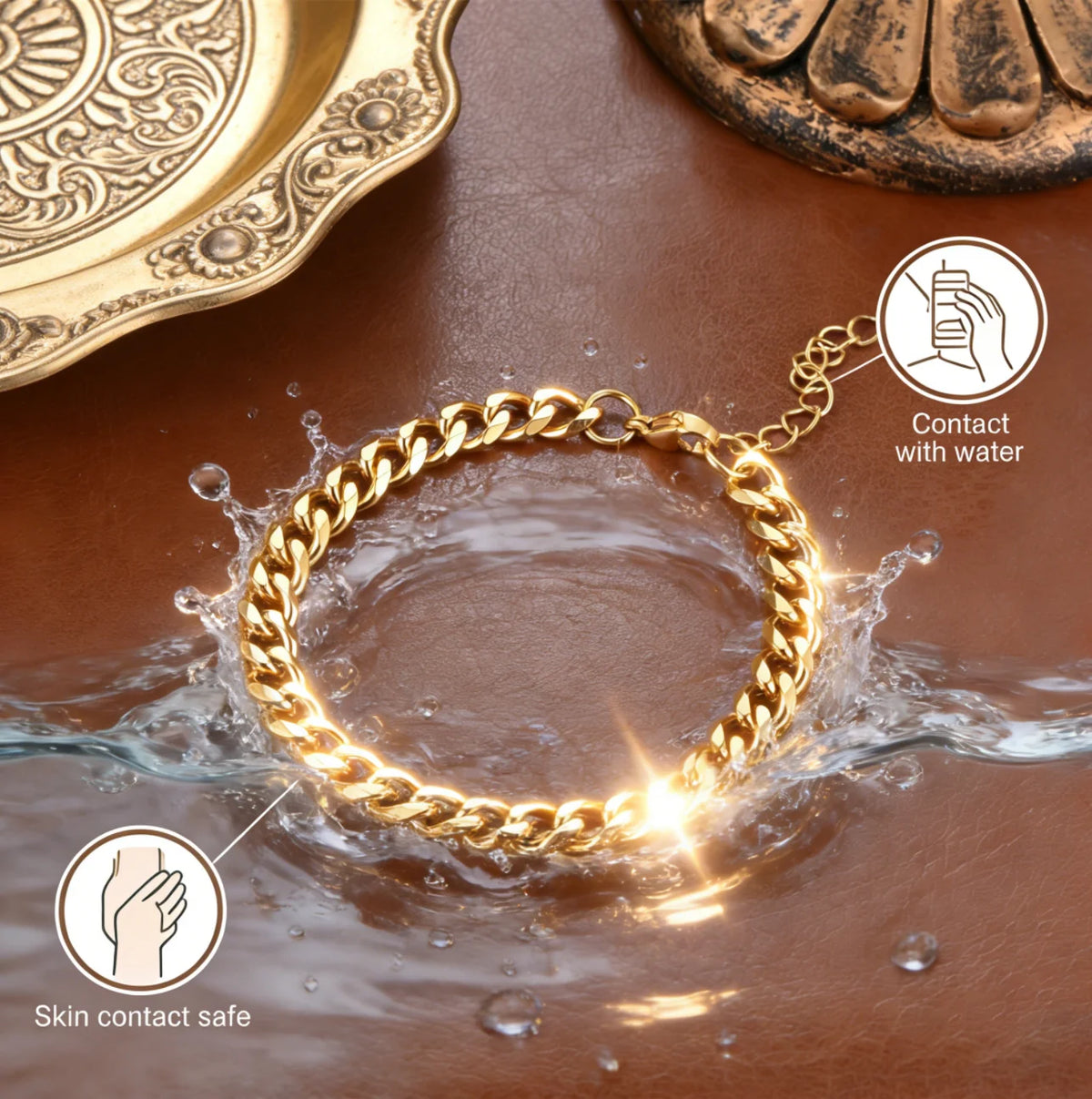 316L Stainless Steel Cuban Chain Bracelet and Necklace Set for Men – Gold and Silver Y2K Gothic Jewelry