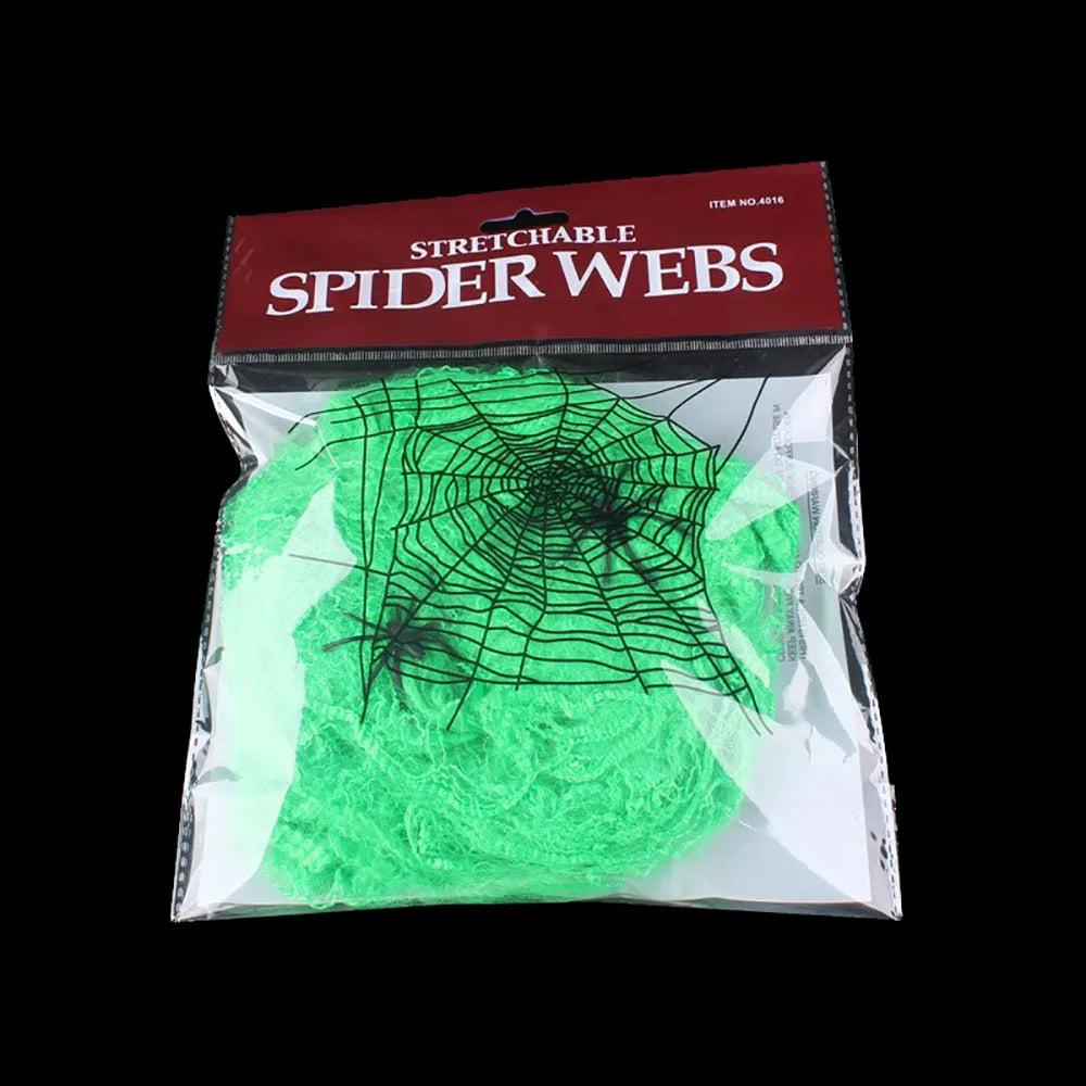 Halloween Spider Web Decoration Stretchy Cobweb with Spiders Gothic Haunted House Decor