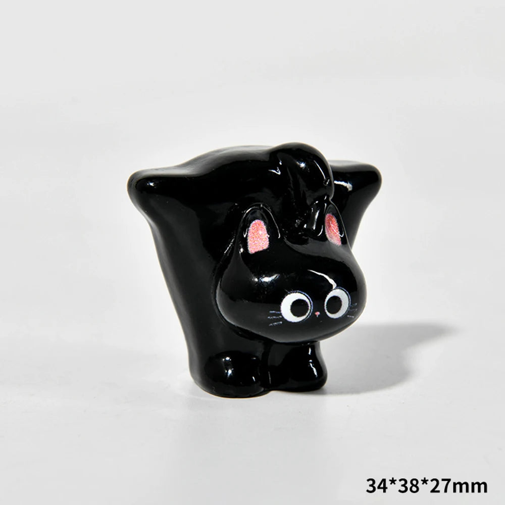 Black Cat Resin Figurine Mini Cartoon Animal Ornament Desktop Decoration Car Micro-Landscape