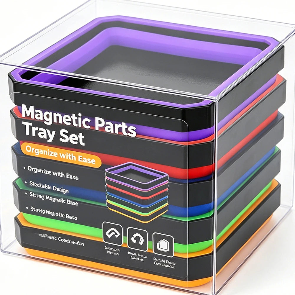 Magnetic Parts Tray, Foldable Silicone Bowl for Bolts, Nuts & Screws