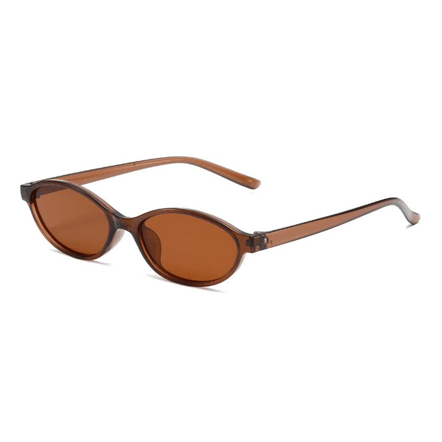 Retro Oval Cat Eye Sunglasses for Women, Y2K Trendy Narrow 90s Designer Shades