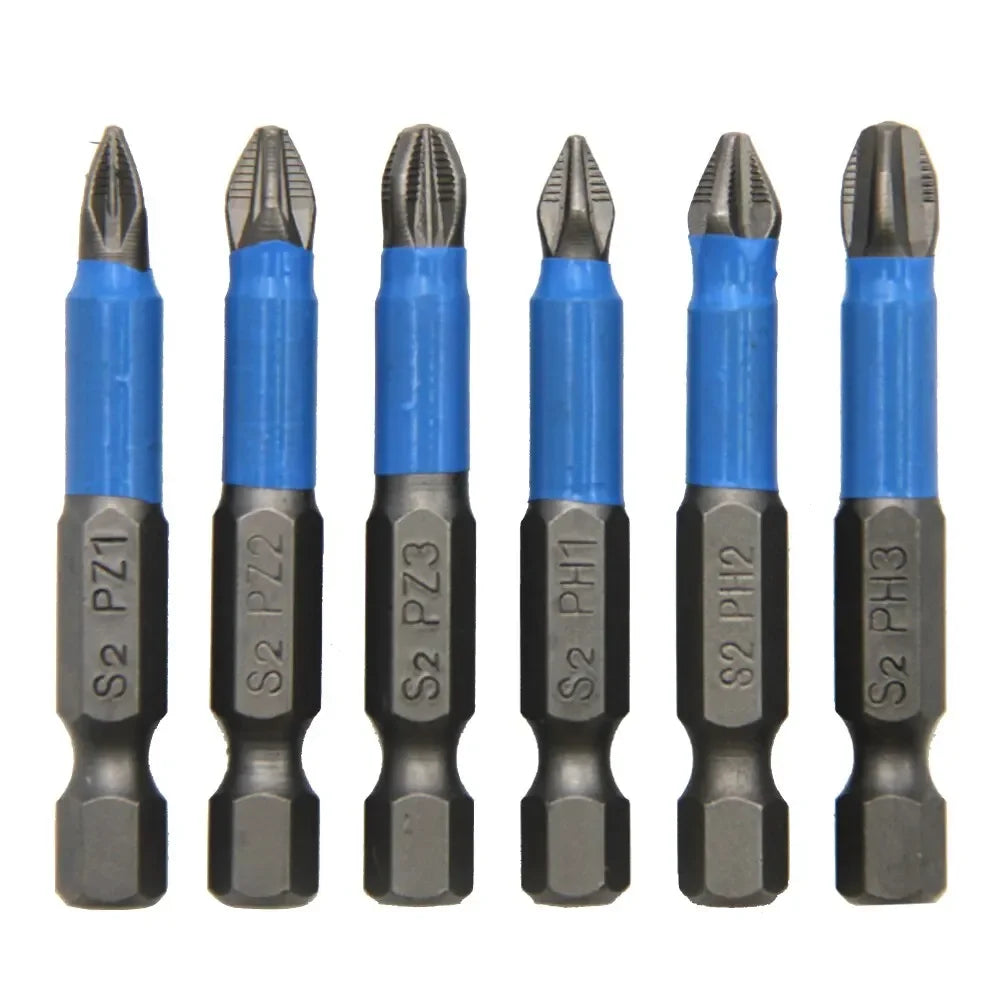 6-Piece Hexagonal Handle Phillips & Pozi Screwdriver Bit Set, 50mm