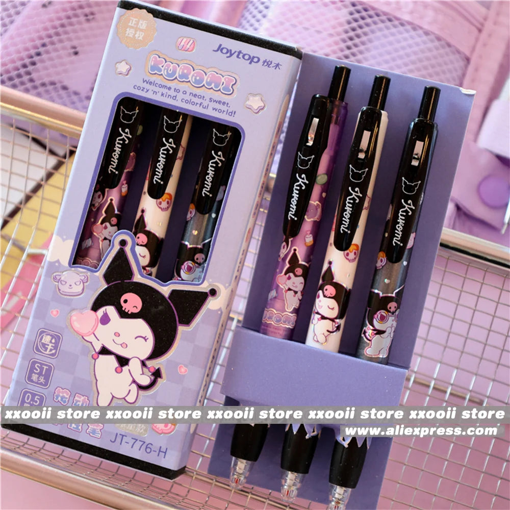 Sanrio Gel Pens 3-Pack – Kawaii Hello Kitty, Kuromi & Cinnamoroll 0.5mm Black Ink Pens