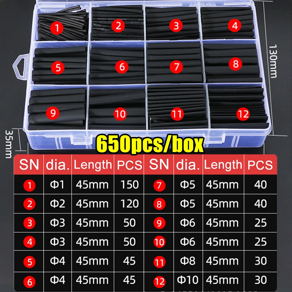 Heat Shrink Tube Kit Assorted Electrical Wire Insulation Sleeving