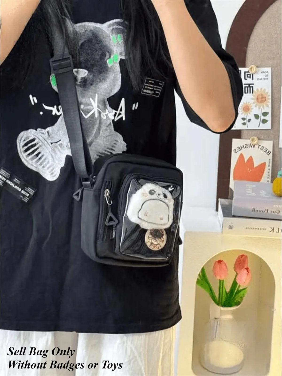 Y2K Mini Ita Bag – Korean Casual Crossbody Shoulder Bag with Transparent Pocket