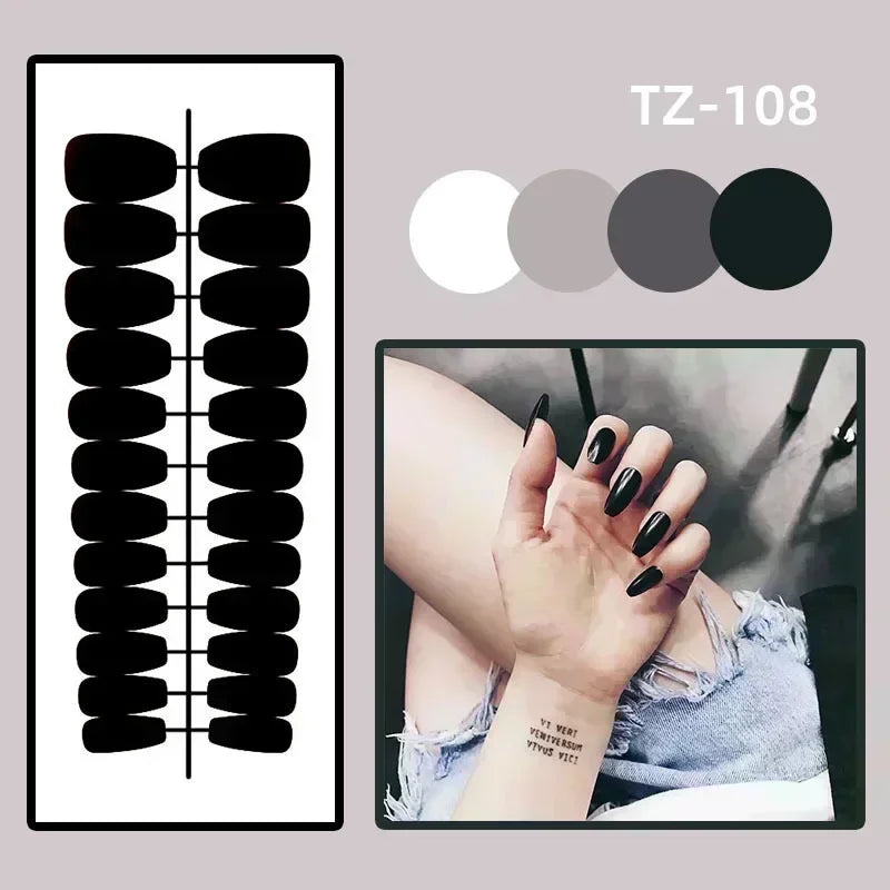 24Pcs Black Y2K Press On Nails, Diamond Butterfly Halloween Long Almond Tips