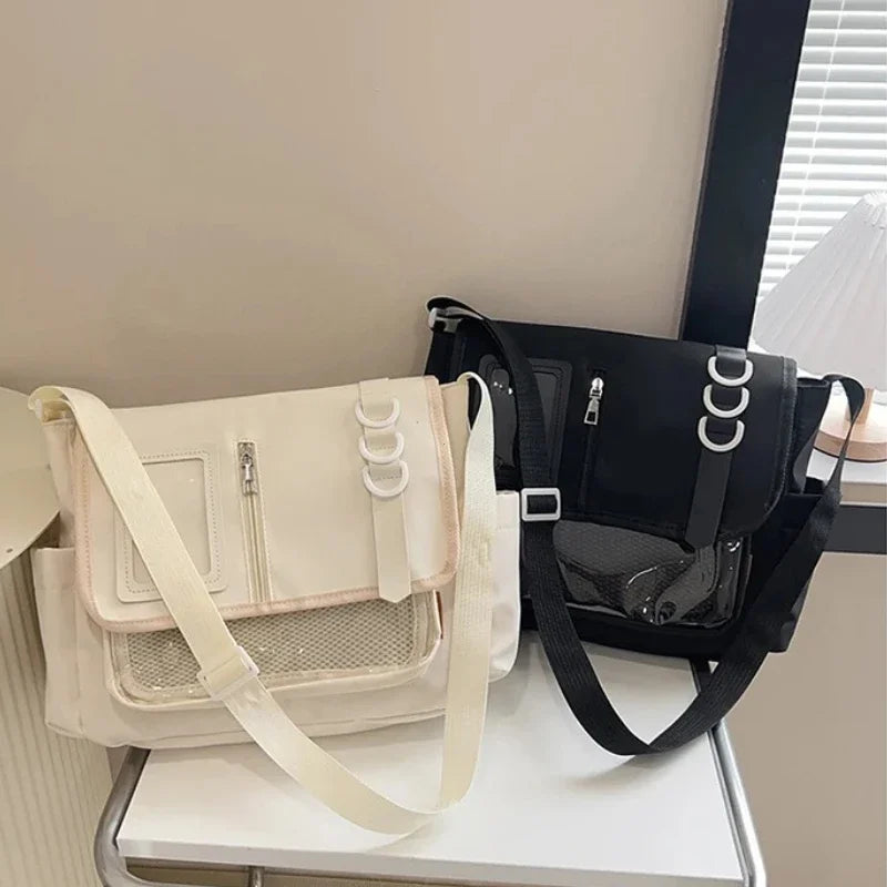 Y2K Transparent School Itabag – Japanese Harajuku Crossbody Shoulder Bag for Girls