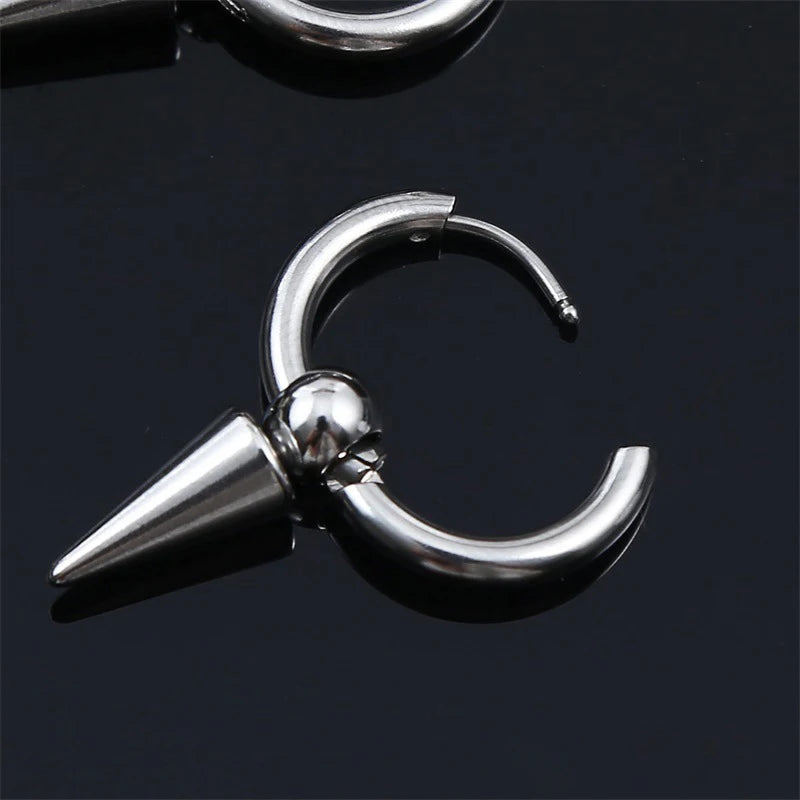 Punk Gothic Stainless Steel Drop Earrings Studs for Women Men - Hip Hop Rock Ear Jewelry