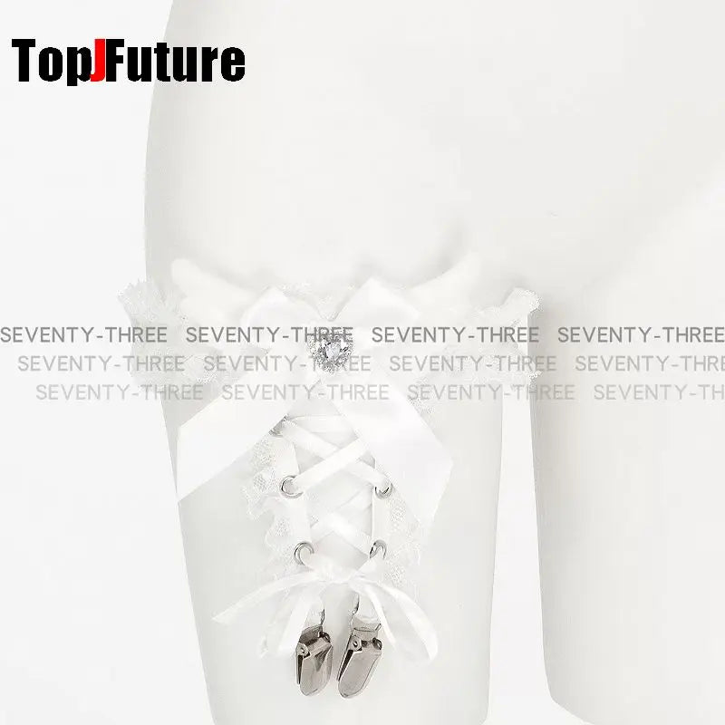 Y2K Lace Wing Ribbon Leg Ring Gothic Punk Lolita Suspender Garter Thigh Belt