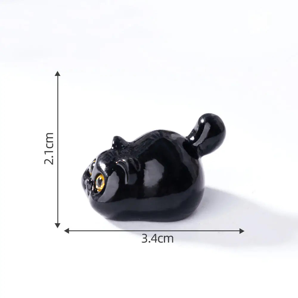 Black Cat Resin Figurine Mini Cartoon Animal Ornament Desktop Decoration Car Micro-Landscape