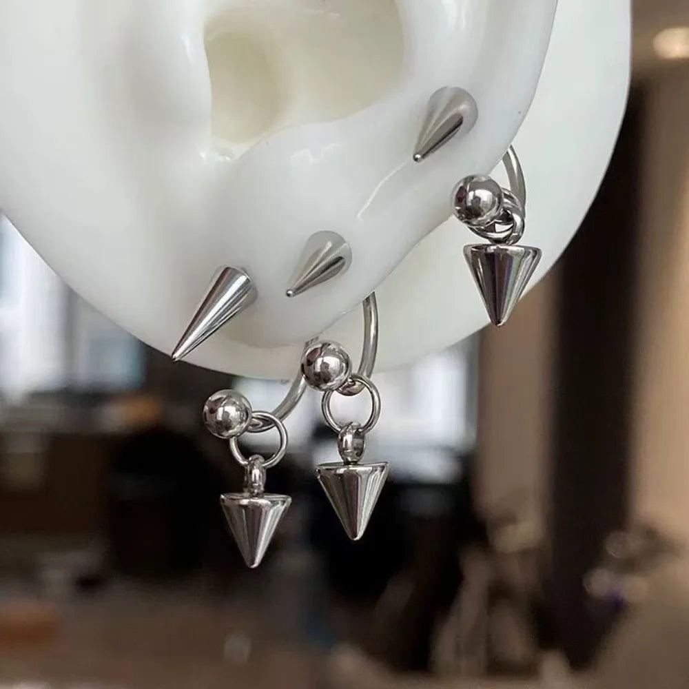 Punk Rivet Earrings for Women - Korean Fashion Geometric Goth Grunge Hip-hop Jewelry