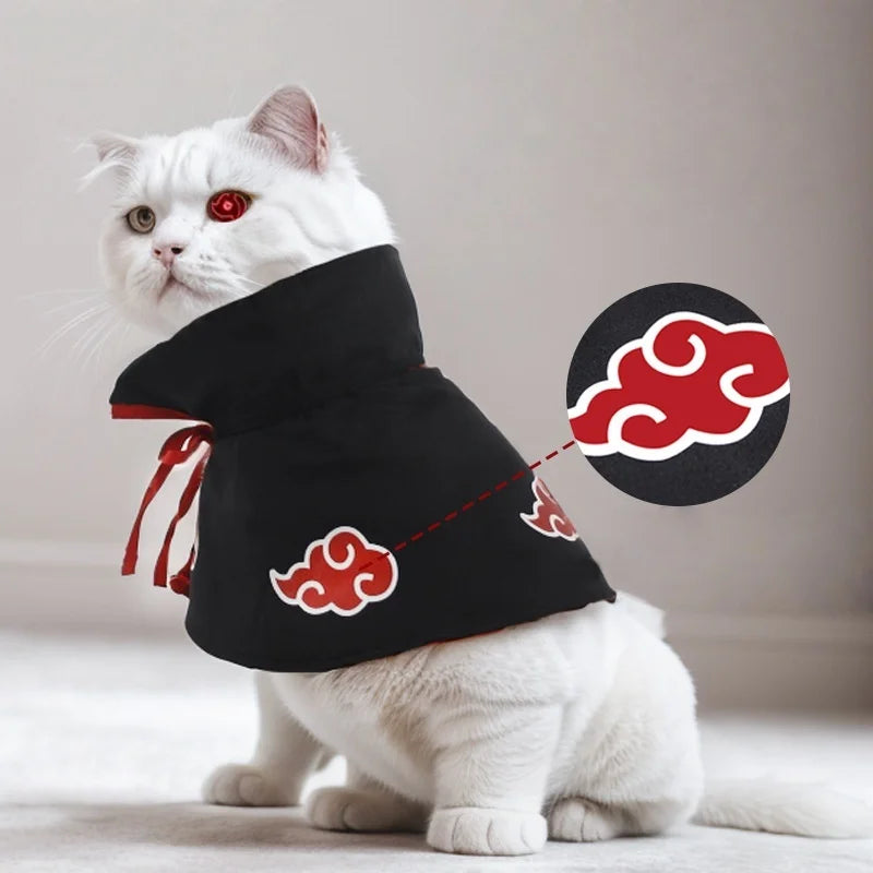 Anime Ninja Cloak Pet Costume – Akatsuki Cosplay Hoodie for Cats and Small Dogs