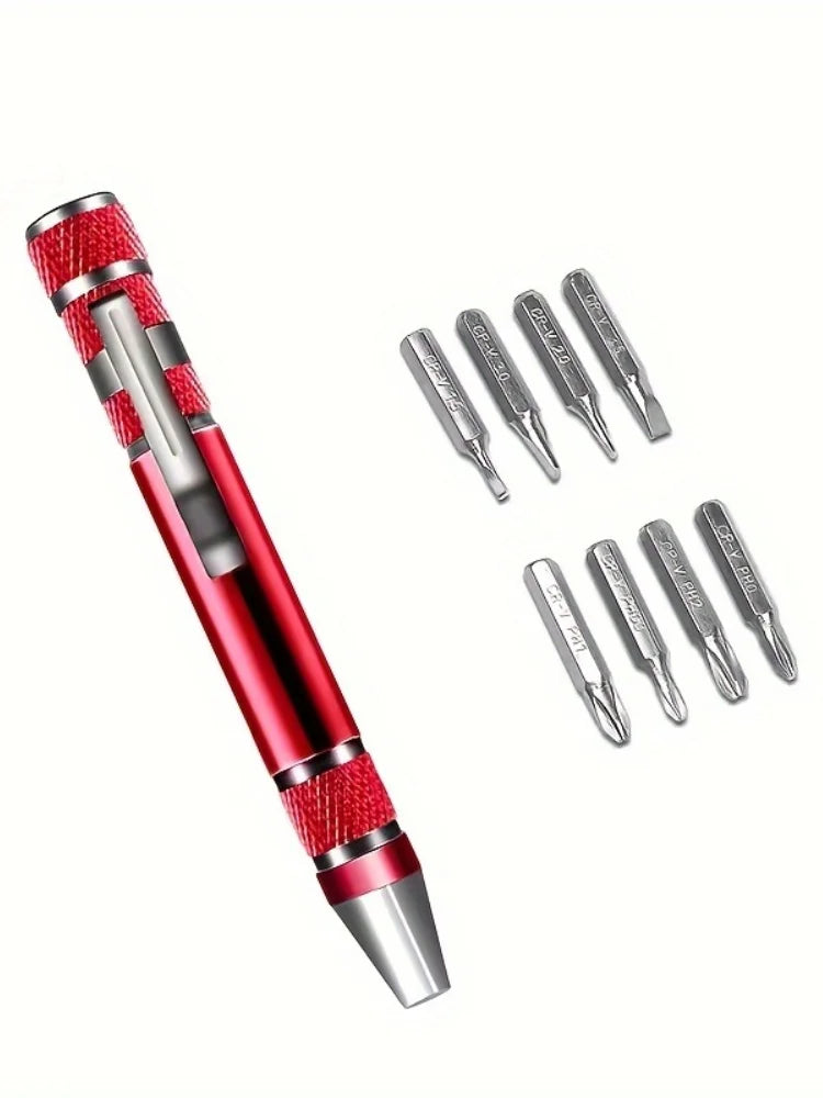 8-in-1 Screwdriver Pen, Multi-Bit Aluminum Pocket Tool for Home Repairs