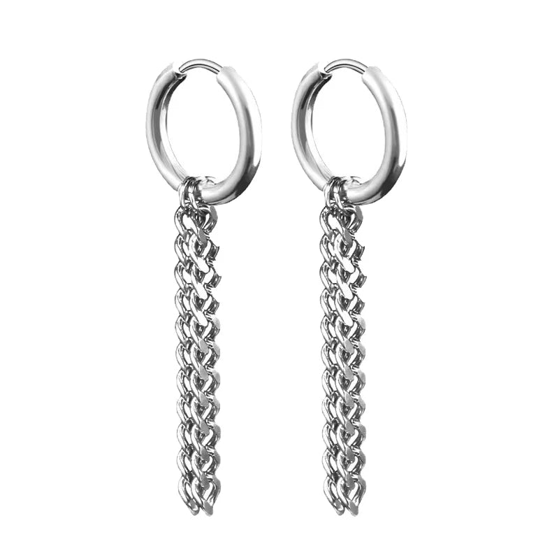 Punk Gothic Stainless Steel Drop Earrings Studs for Women Men - Hip Hop Rock Ear Jewelry
