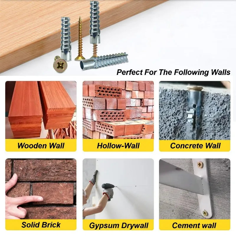 Expansion Pipe Wall Anchors with Self-Tapping Screws – Hollow Wall, Drywall & Tile Fixings